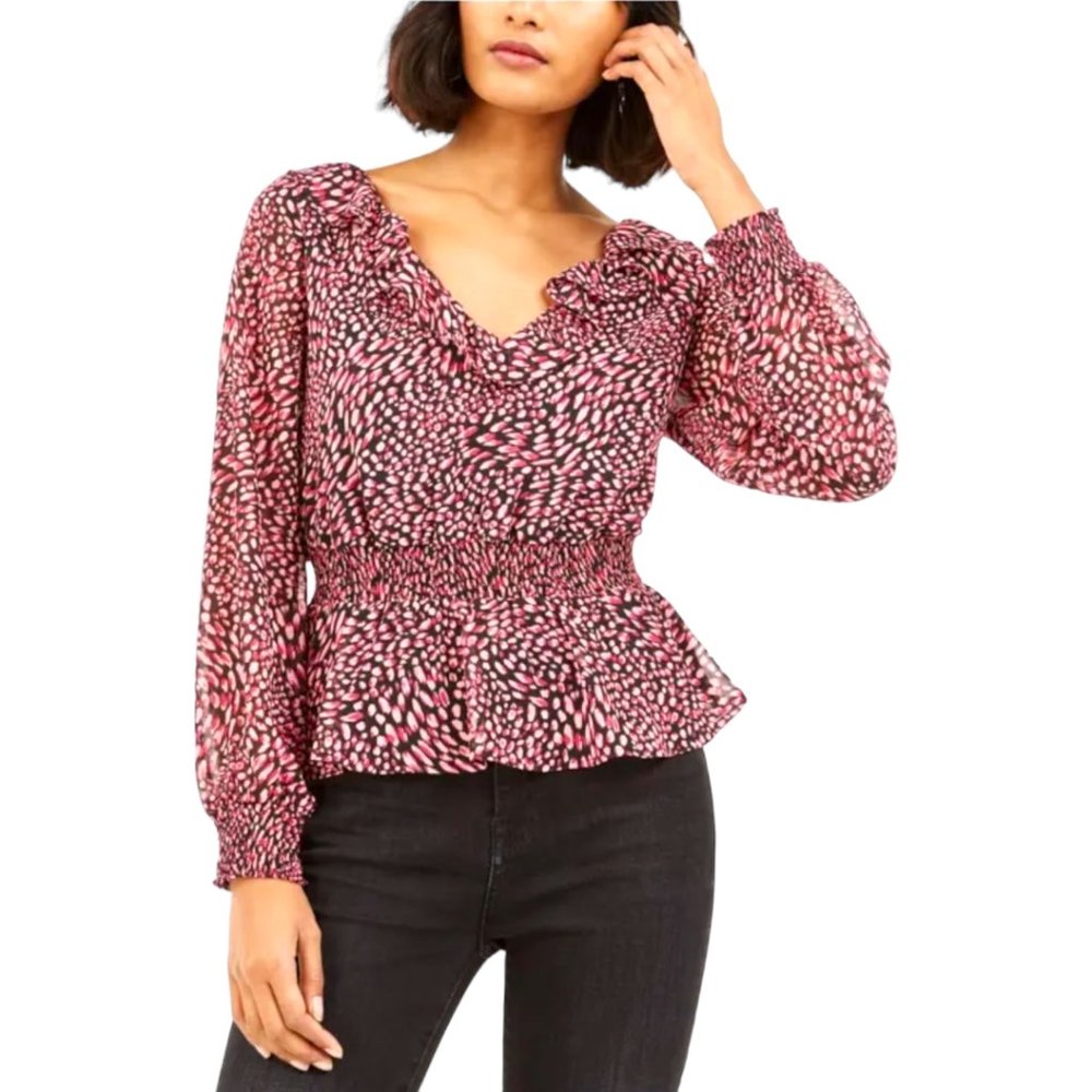 Bar III Women's Ditsy Print Low Back Ruffled Top